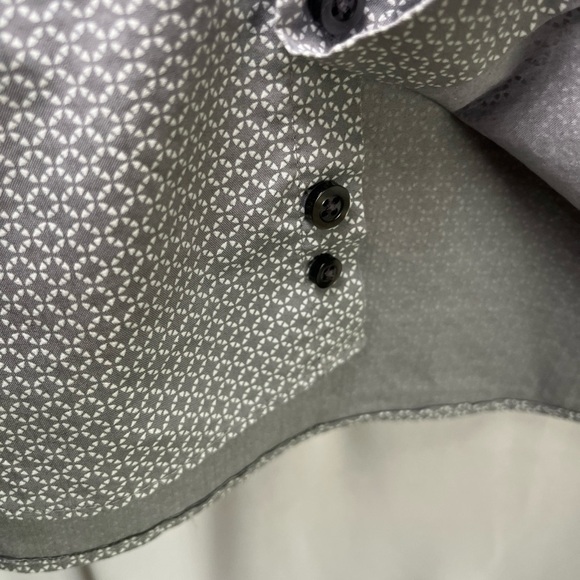 J. Ferrar Long Sleeve Stretch Slim Fit Gray Button Up Shirt Mens Sz XL 17-17.5” - Picture 14 of 14
